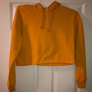 small mustard yellow cropped hoodie